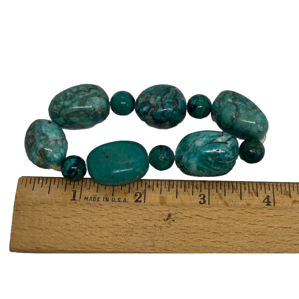 Emerald Green Agate 8” Fashion Stretch Bracelet Handcrafted Tumbled Stones Beads - Picture 11 of 13